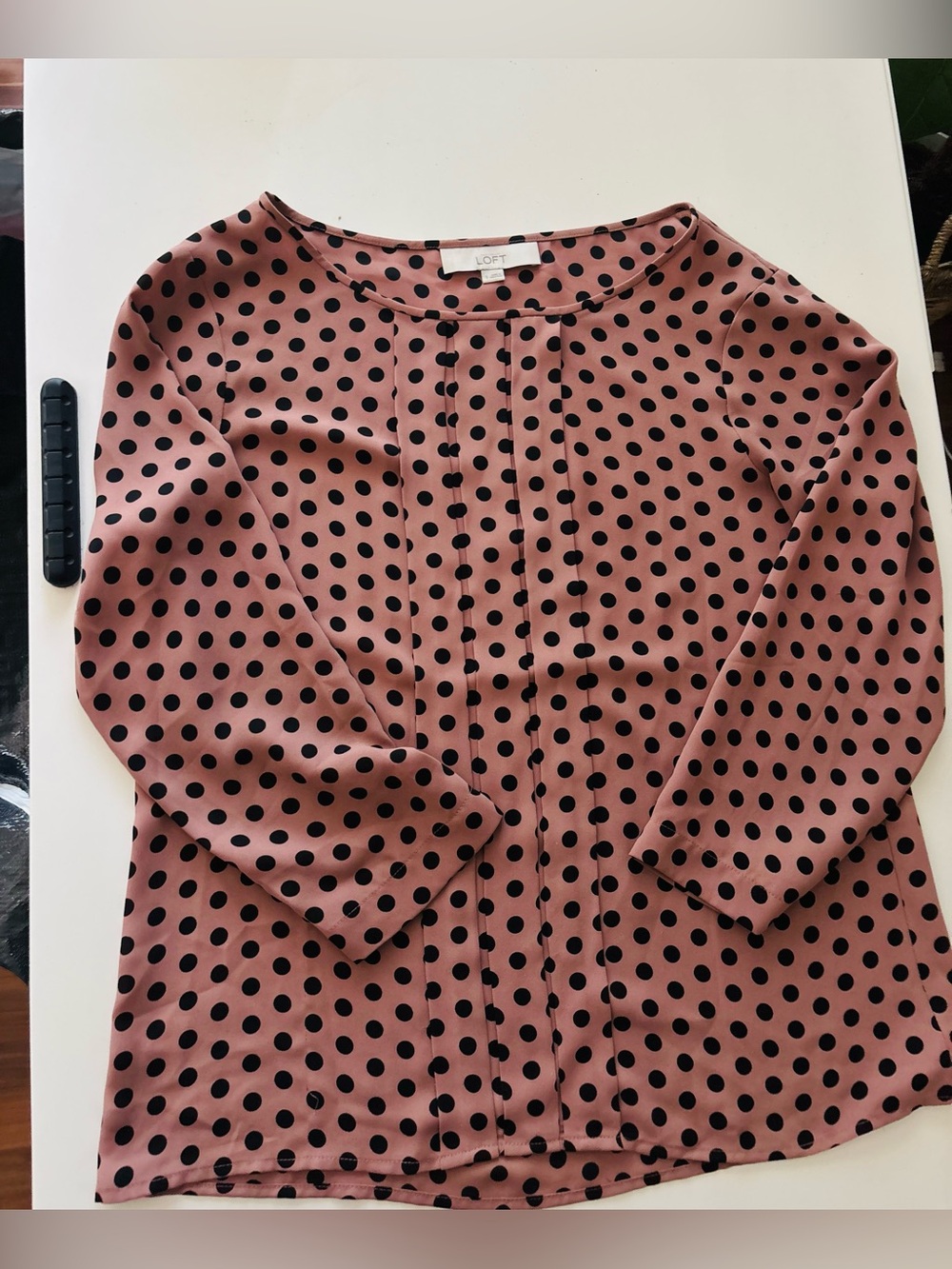 LOFT Dusty Rose Polka Dot Blouse